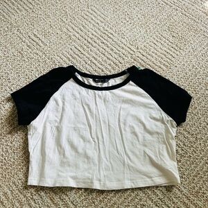 Black and White Raglan Crop Top